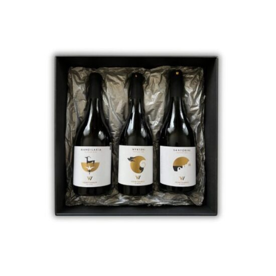 Santorini saulriets - 3 vīnu dāvanas komplekts 